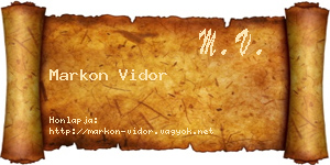 Markon Vidor névjegykártya